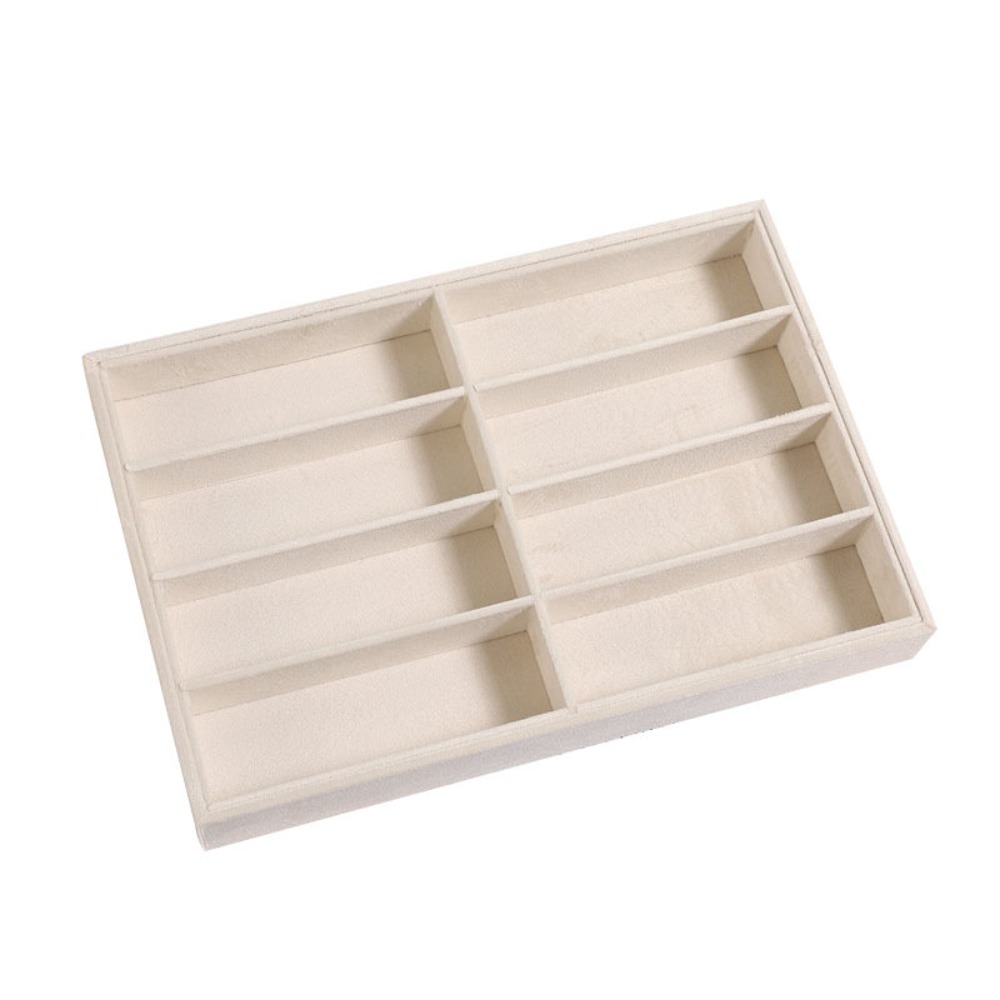 Men'S Accessories Organizer Tray - Beige grijze zonnebrilorganizer, stapelbaar fluwelen etalagebakje