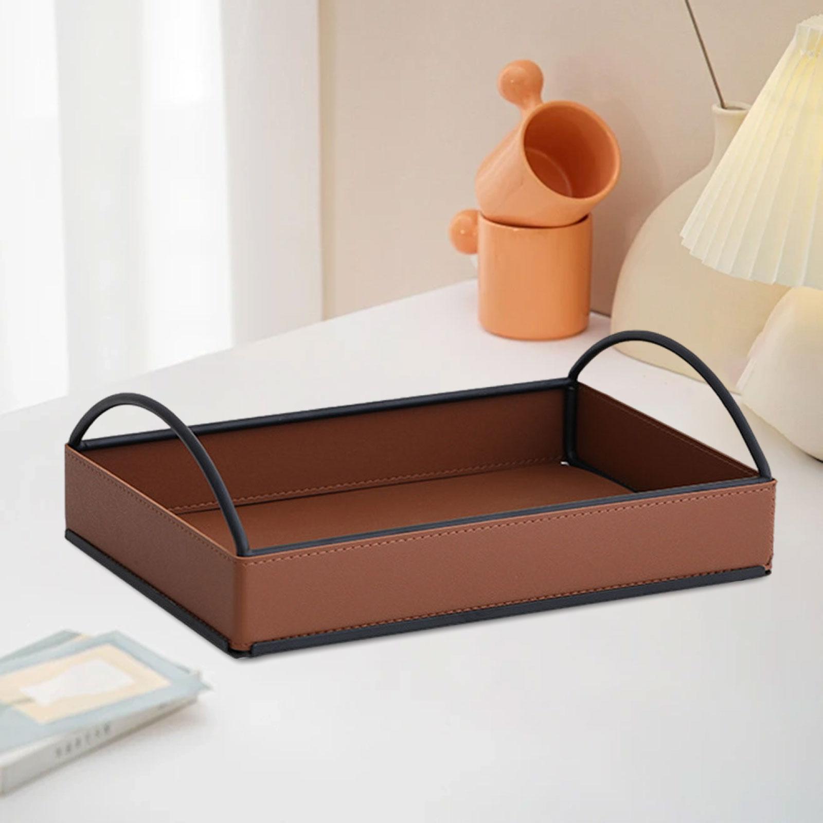 Men'S Accessories Organizer Tray - Moderne PU lederen opbergbak voor bureau,