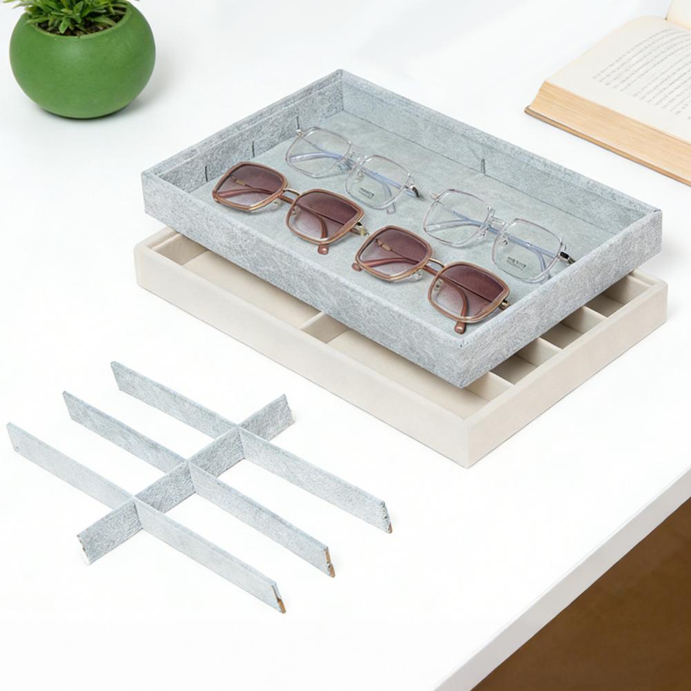 Men'S Accessories Organizer Tray - 8-raster fluwelen brilhouder opbergdoos stapelbare zonnebril