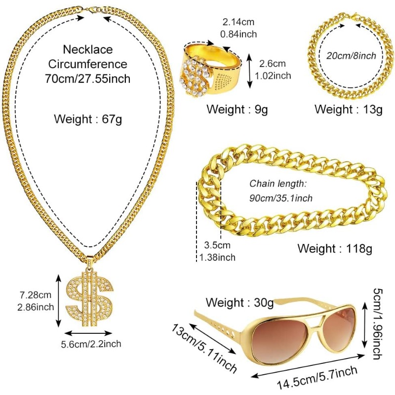 5-delige hiphop kostuumset, ja - Men'S Accessories In The 80S recensie en prijs